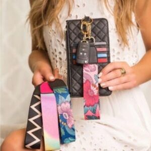 Black Wallet/Keychain with Colorful Strap